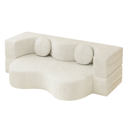 Familand 200cm Convertible Memory Foam Sofa Bed in Cream