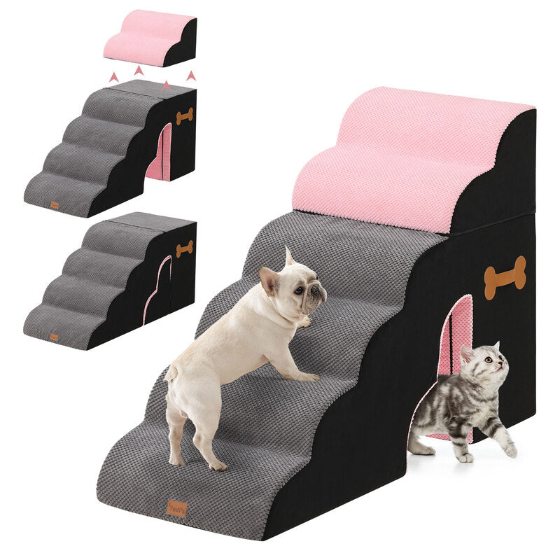 Tedi’s Adjustable Height Foam Dog Stairs for High Beds