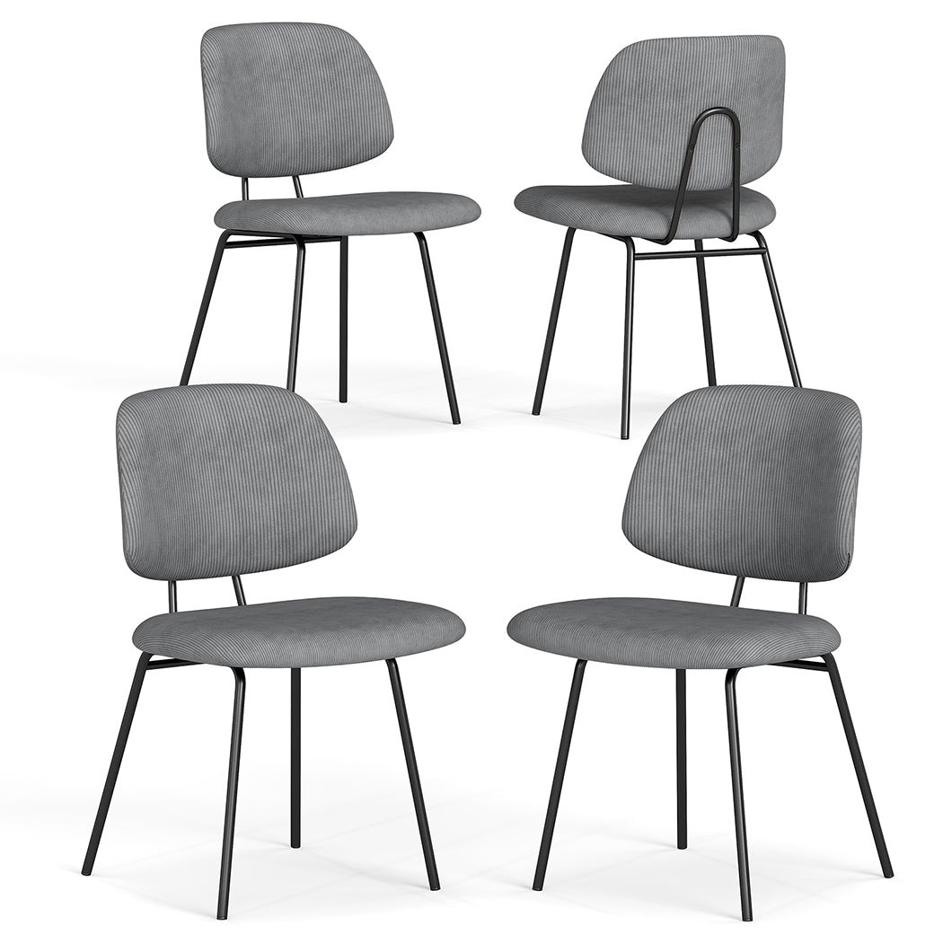 Familand Corduroy Dining Chairs Set Of 4 in Grey