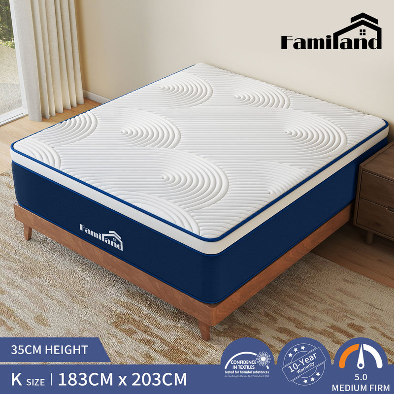 Familand 35cm Mattresses Queen Double King Single Euro Top Medium Firm Memory Foam Bed