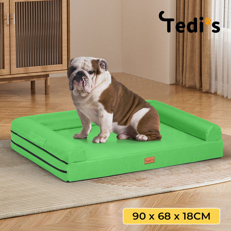 Tedi’s Waterproof Orthopedic Dog Calming Bed in Green