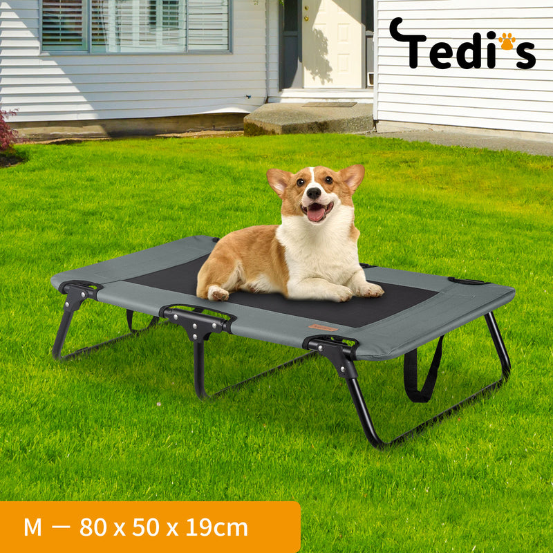 Tedi's Foldable Pet Elevated Dog Bed in Dark Grey