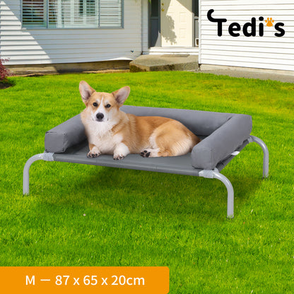 Tedi's Pet Elevated Dog Bed with Removable Bolsters