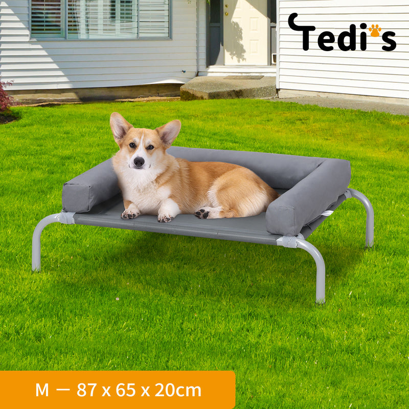 Tedi's Pet Elevated Dog Bed with Removable Bolsters