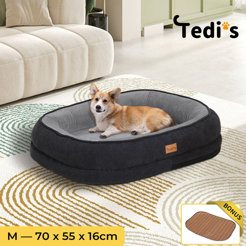 Tedi’s Orthopedic Dog Bed with Rattan Mat