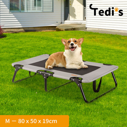 Tedi's Foldable Pet Elevated Dog Bed in Grey