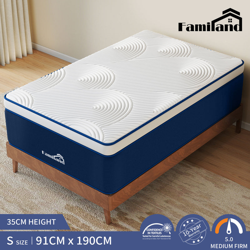 Familand 35cm Mattresses Queen Double King Single Euro Top Medium Firm Memory Foam Bed