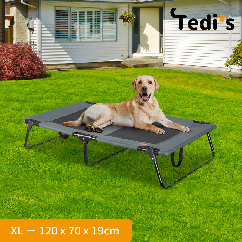 Tedi's Foldable Pet Elevated Dog Bed in Dark Grey