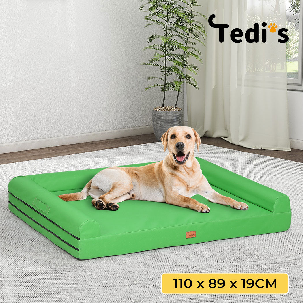 Tedi’s Waterproof Orthopedic Dog Calming Bed in Green