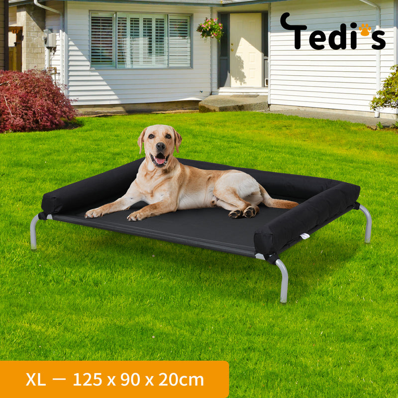 Tedi's Pet Elevated Dog Bed with Removable Bolsters