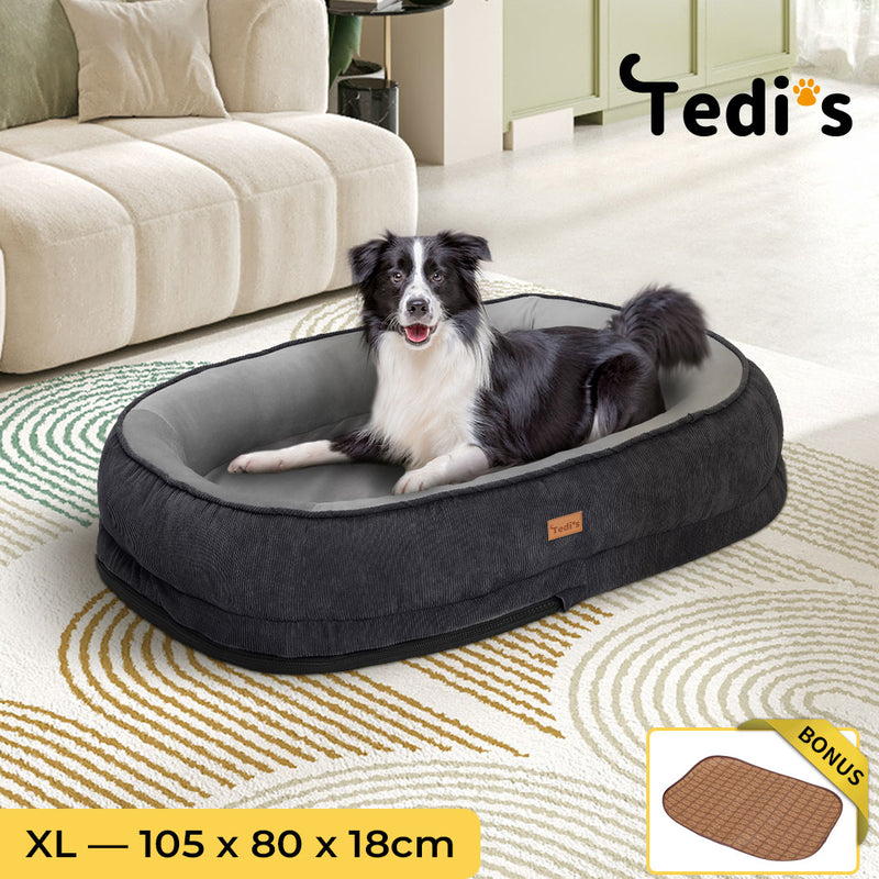 Tedi’s Orthopedic Dog Bed with Rattan Mat