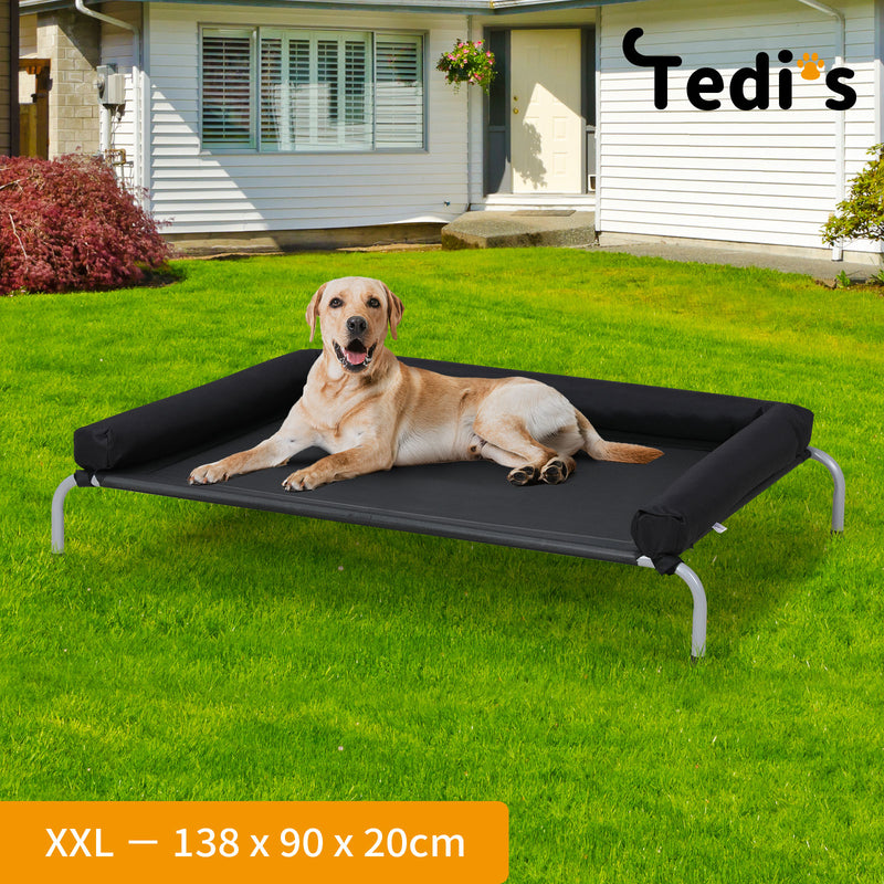 Tedi's Pet Elevated Dog Bed with Removable Bolsters