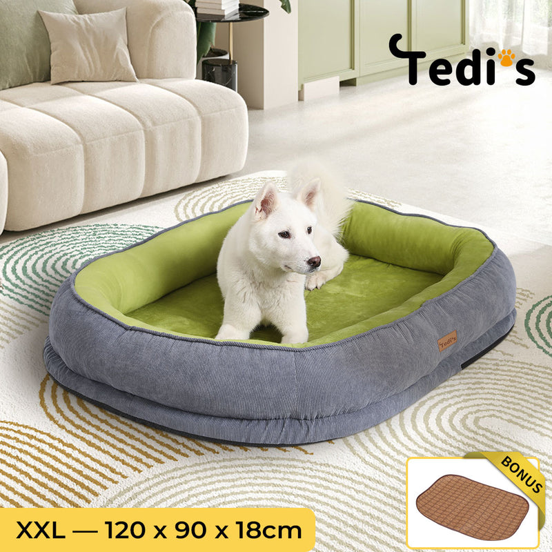 Tedi’s Orthopedic Dog Bed with Rattan Mat in Grey