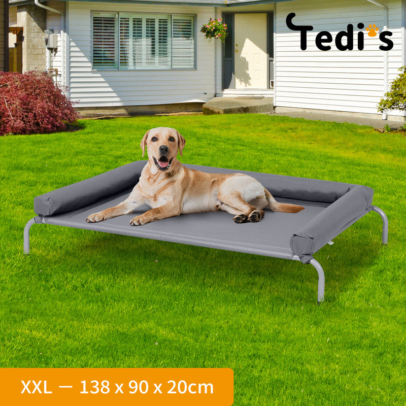 Tedi's Pet Elevated Dog Bed with Removable Bolsters