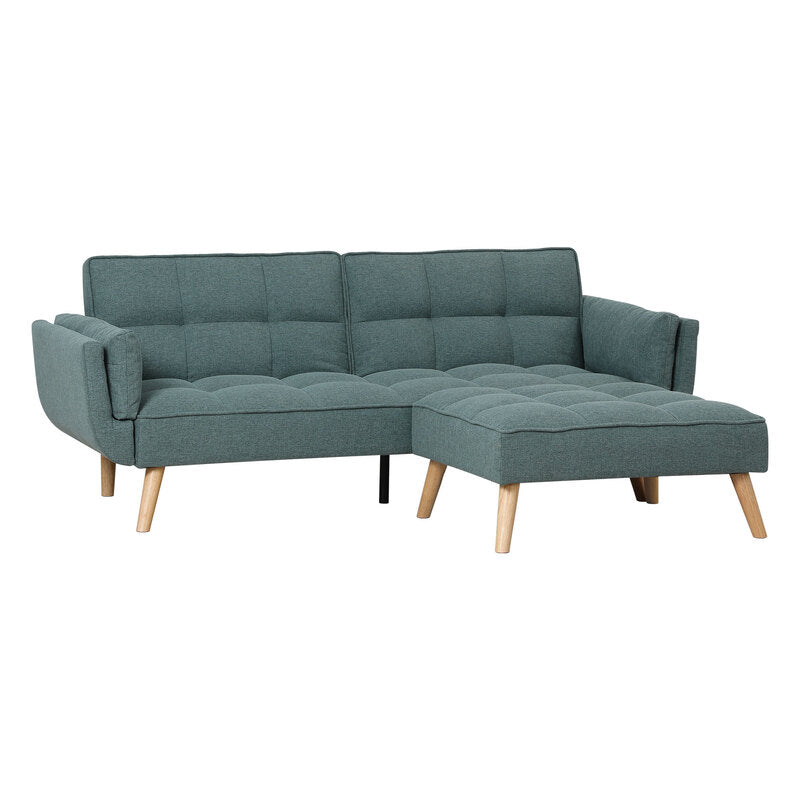 Familand 3 Seater Convertible Futon Sofa Bed with Ottoman in Green